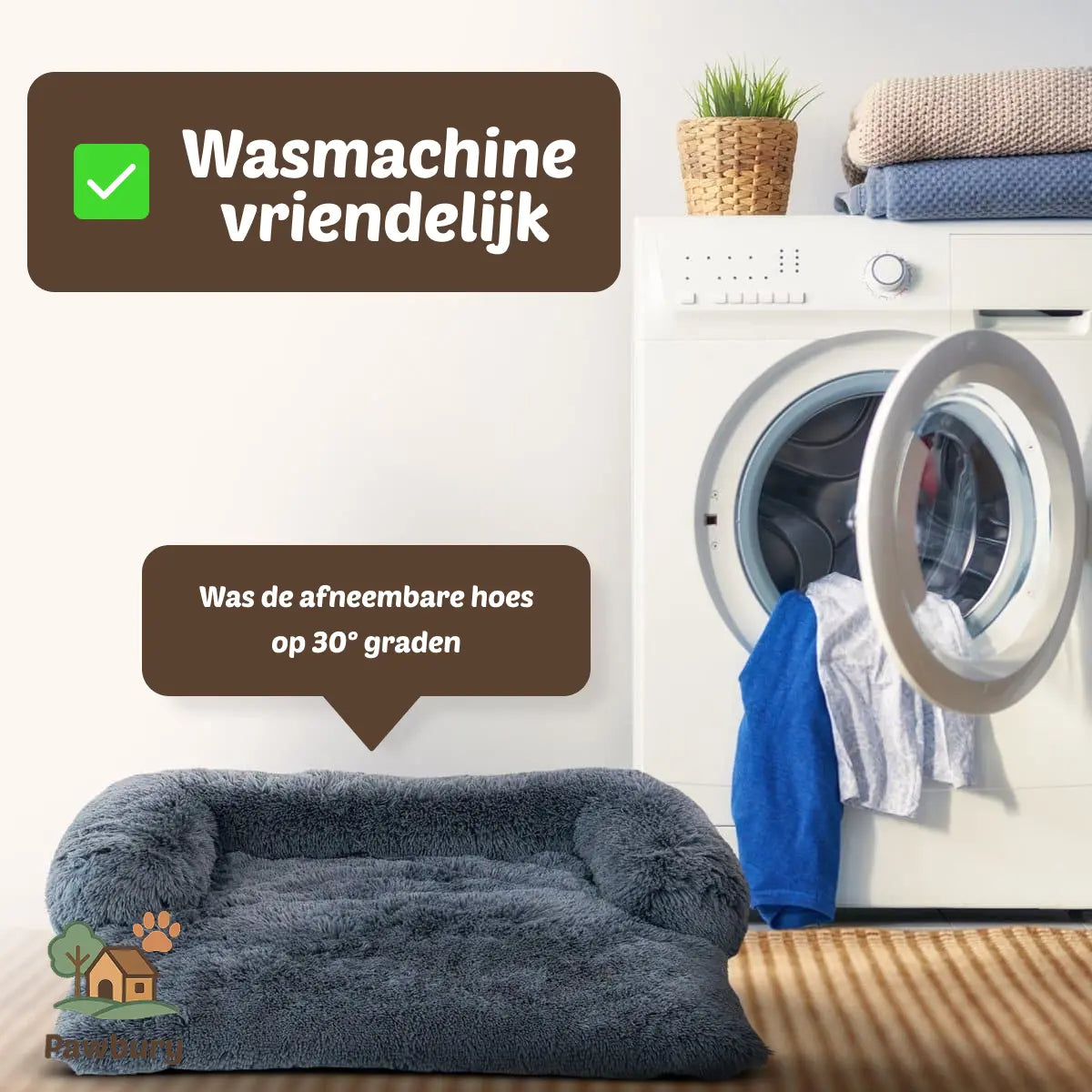 Pawbury's Zacht Hondenbed met Gevulde Steun - Ideaal voor op de bank