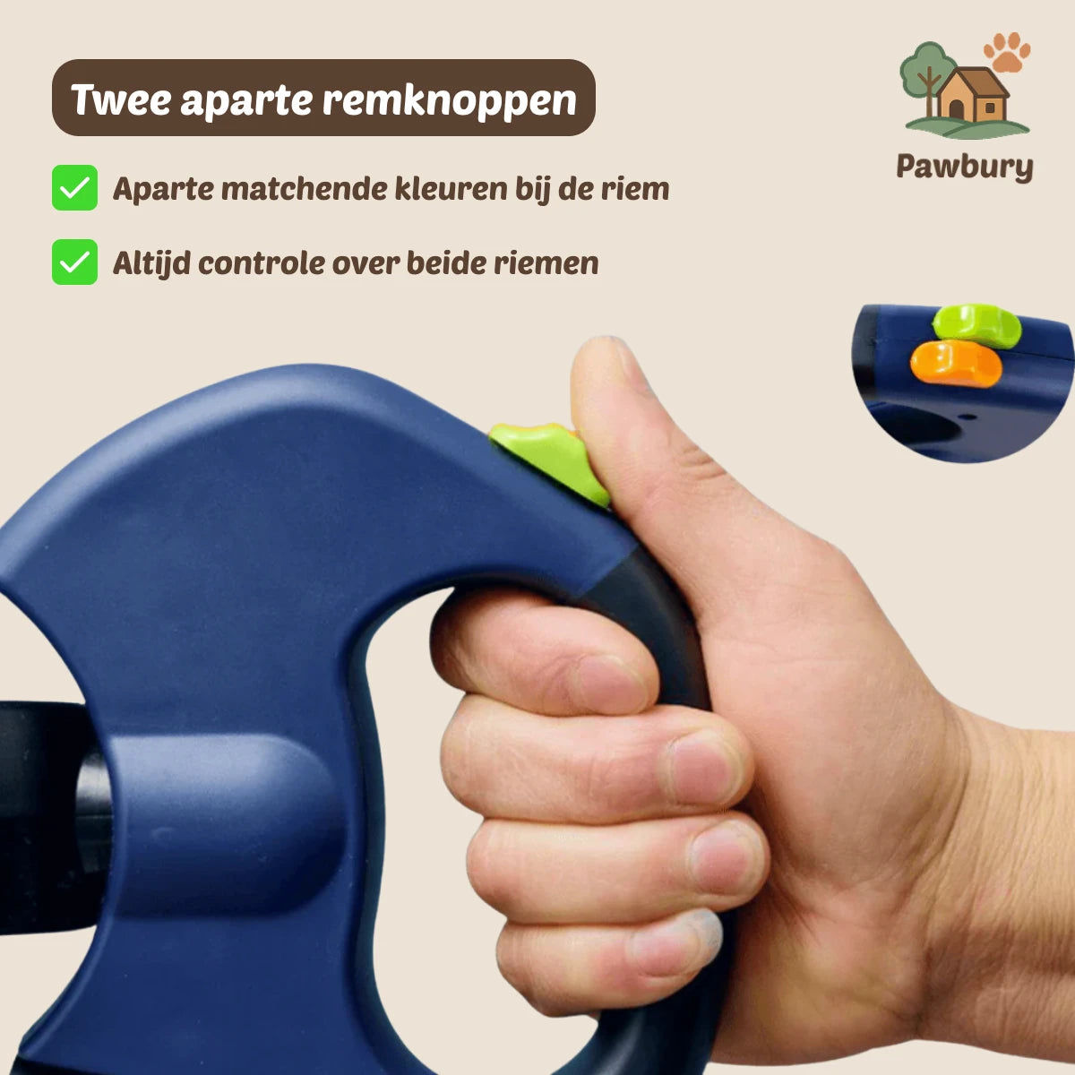 Pawbury's 2-in-1 Dog Leash - Handig & veilig tegelijk uitlaten zonder gedoe