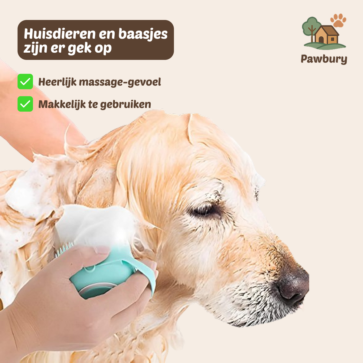 Pawbury's Foam Buddy - Comfortabel badplezier voor uw huisdier