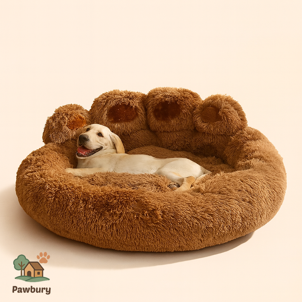 Pawbury's Luxe Rond Huisdier Bed van Zachte Pluche