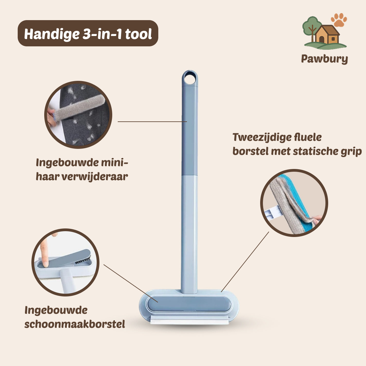 Pawbury's MultiSurface Hair Sweeper - Zeg vaarwel tegen rondvliegend huisdierhaar