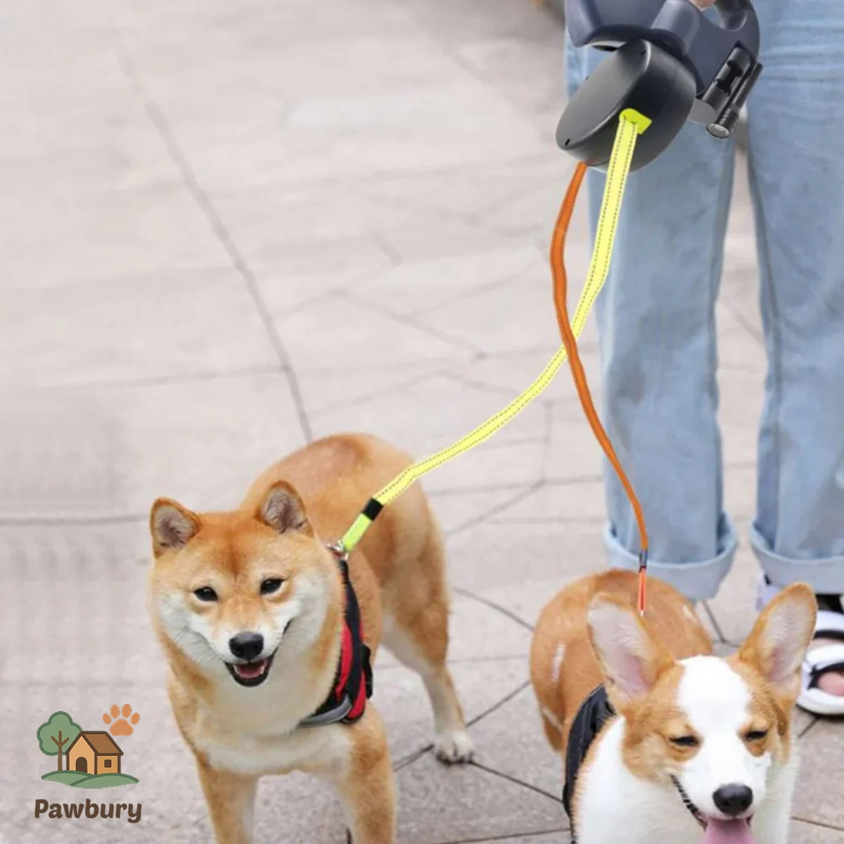Pawbury's 2-in-1 Dog Leash - Handig & veilig tegelijk uitlaten zonder gedoe